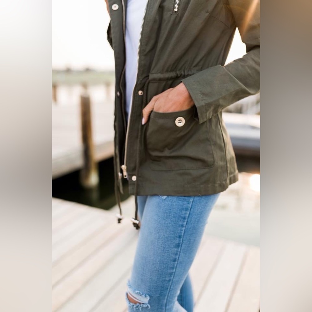 NWT Olive Hooded Cargo Jacket SZ Small by 2Sable - Picture 3 of 7